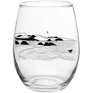 Whale's Tail Ocean Stemless Wine Glass