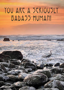 Bad Ass Human Funny Blank Greeting Card