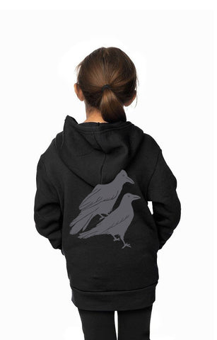 Celestial Raven - Youth Pull Over Hoodie Black