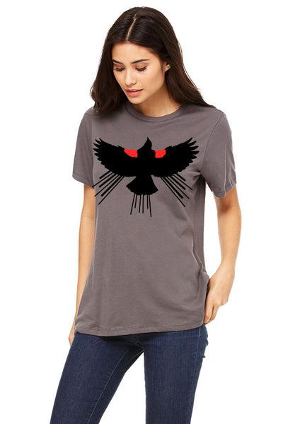 Red Winged Blackbird T-Shirt - Women Asphalt