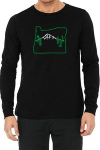 Oregon Map Mt Hood Long Sleeve T-Shirt - Unisex Black