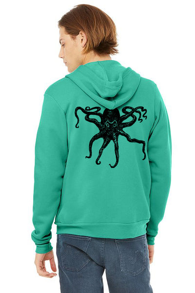 Octopus Kraken Ultra Soft Zip up-Hoodie - Unisex Teal