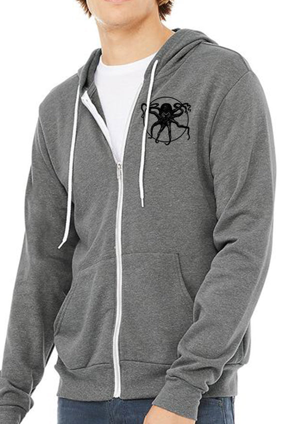 Newest Japanese edgy Unisex Ninja Octopus Eco Hether Zip Hoodie Heather Black