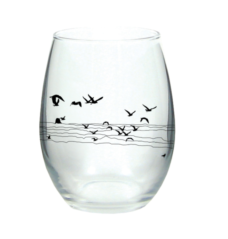 Seagull Beach Stemless Wine Glass